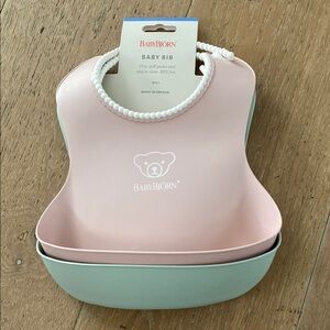 Babybjorn Pink and Sage Baby Bib Set